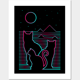 Night and Cats Posters and Art